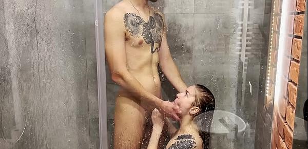  Shower Creampie with Pretty Redhead Wife KleoModel Homemade